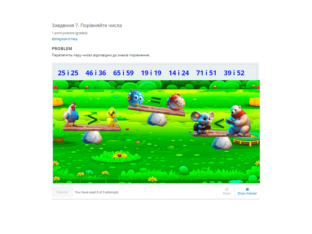 Tests. Mathematics Grade 1. Comparison of numbers. Equalities and inequalities.